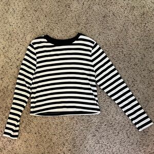 Black and White Striped Long Sleeve Top